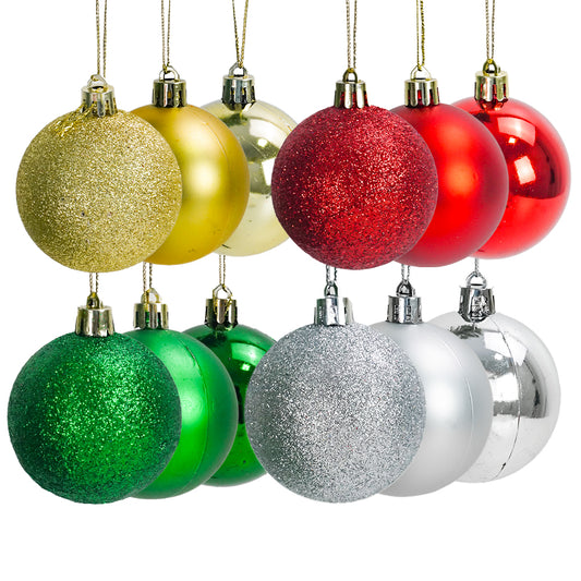 Bola de natal 4cm c/6 peças com glitter