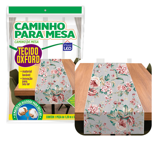 Caminho de mesa oxford floral 1,20m x 35cm